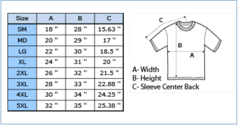 T-Shirt Size Charts - Brent Weeks