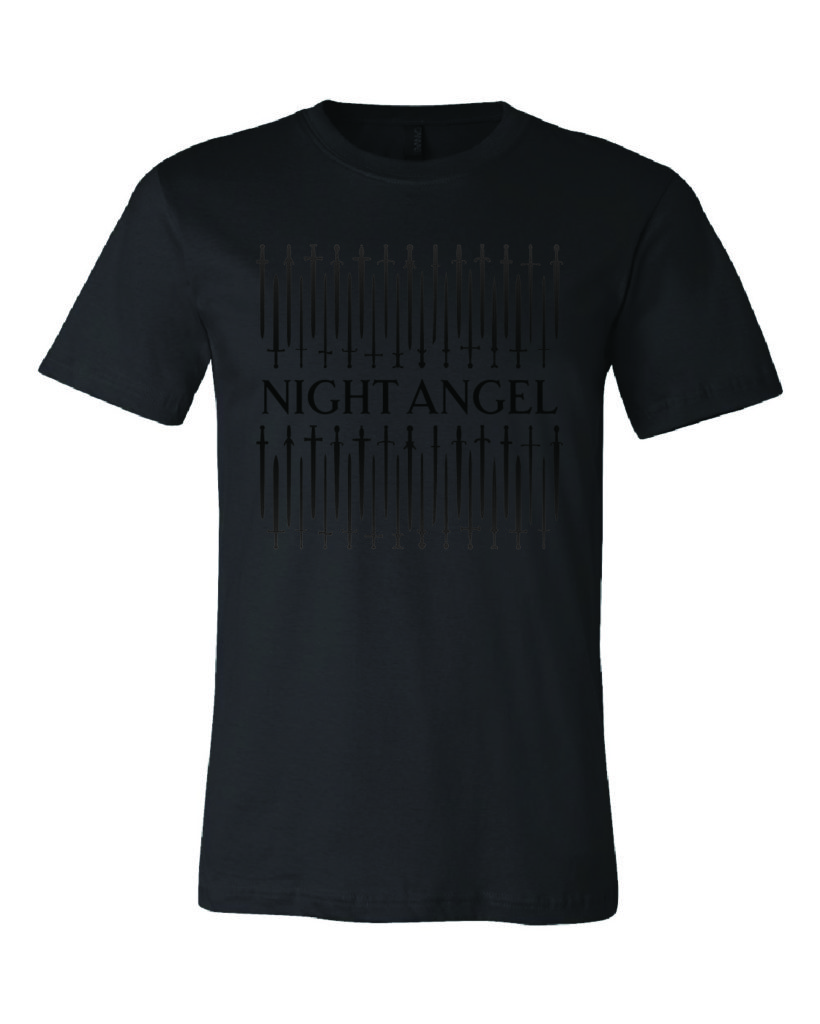 black-on-black Night Angel 10th Anniversary shirt