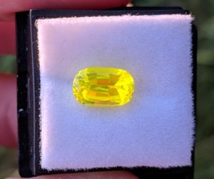 Yellow "luxin" gemstone from a second angle