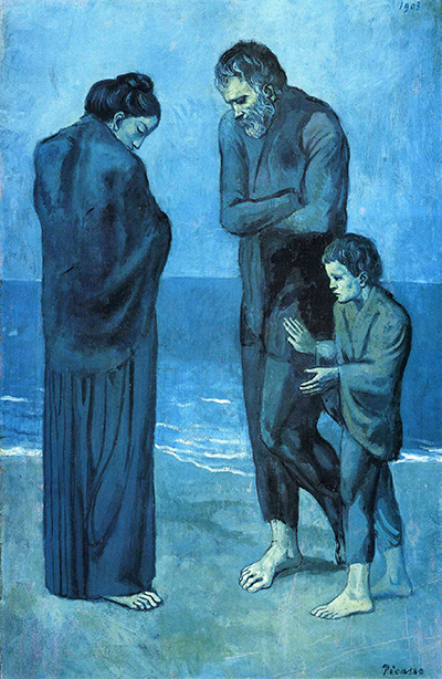 Picasso's "The Tragedy," from his Blue Period (1900-1904).